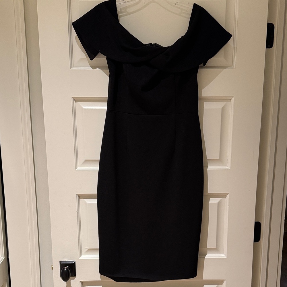 Vince Camuto Black Off-Shoulder Midi Dress sz 6